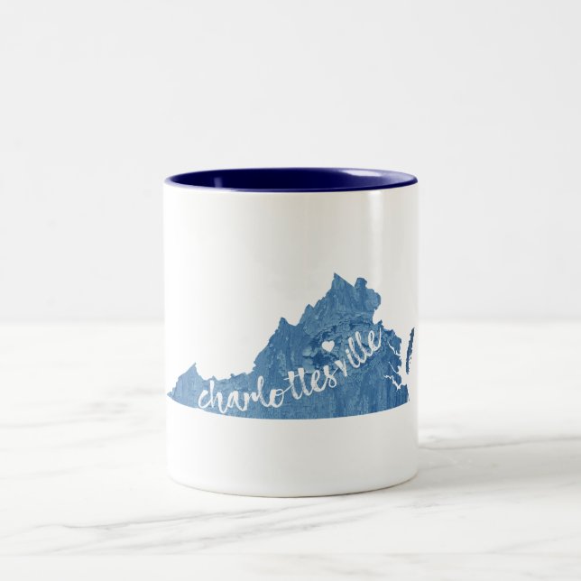 Tasse 2 Couleurs Charlottesville Virginia Wood Plaque (Centre)