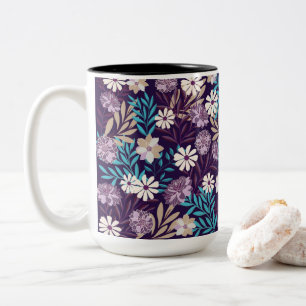 Tasse 2 Couleurs Charme Turquoise & Bourgogne Floral