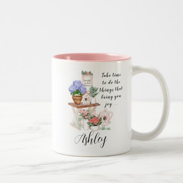 Tasse 2 Couleurs Charming Floral Prénom Motivation (Droit)