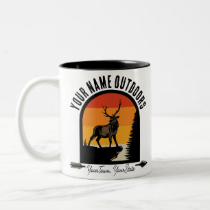 Tasse 2 Couleurs Chasse AJOUTER LE NOM À L'Extérieur Deer Elk Wilde