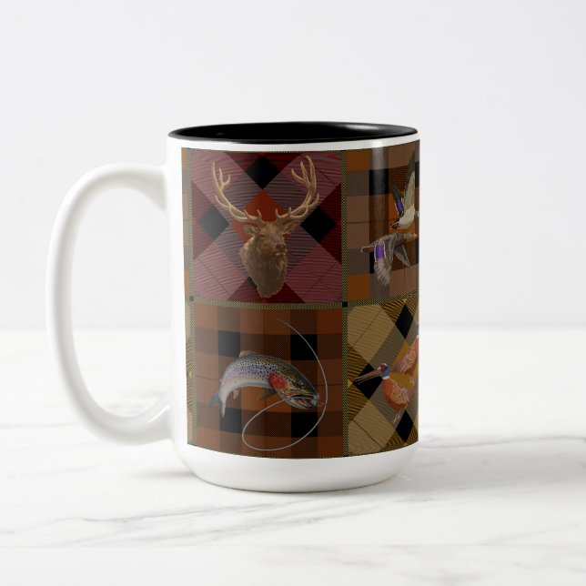 Tasse 2 Couleurs Chasseurs Rustiques Plaid Avec Jeu Sauvage (Gauche)