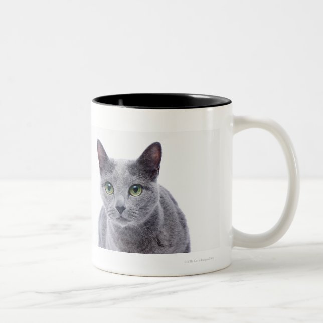 Tasse 2 Couleurs Chat bleu russe (Droit)