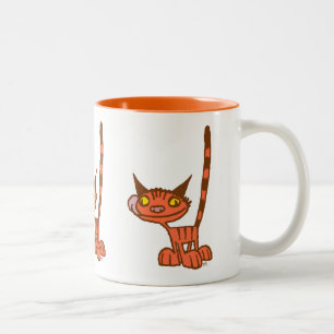 Tasse 2 Couleurs Chat caricature orange cool