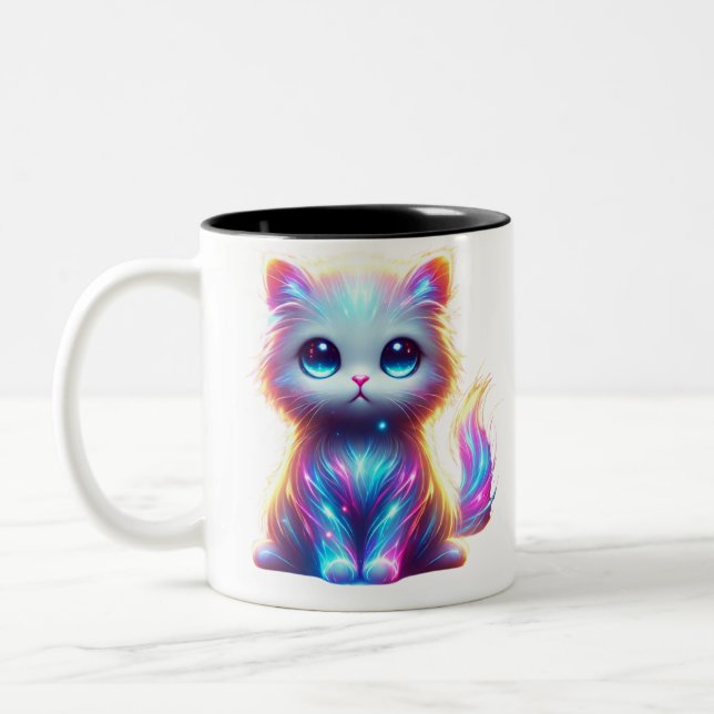 Tasse 2 Couleurs Chat coloré délice (Gauche)