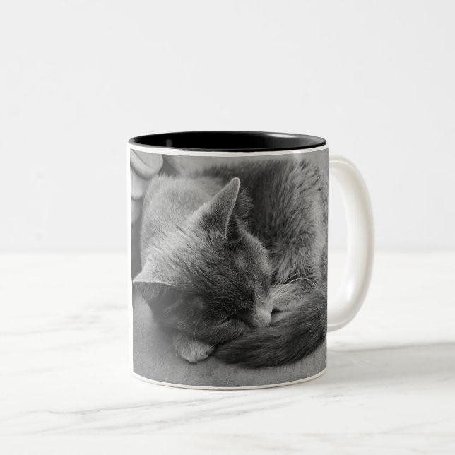 Tasse 2 Couleurs Chat couché (Devant droit)