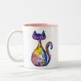 Tasse 2 Couleurs Chat couleur blanc mignon