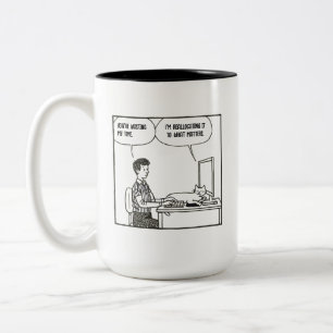 Tasse 2 Couleurs Chat de gestion du temps Humour de bureau drôle