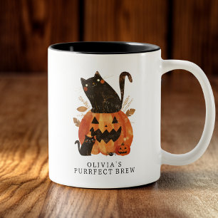 Tasse 2 Couleurs Chat de Halloween mignon personnalisé