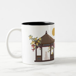 Tasse 2 Couleurs Chat de lune chinois de la mi-automne dans le pavi