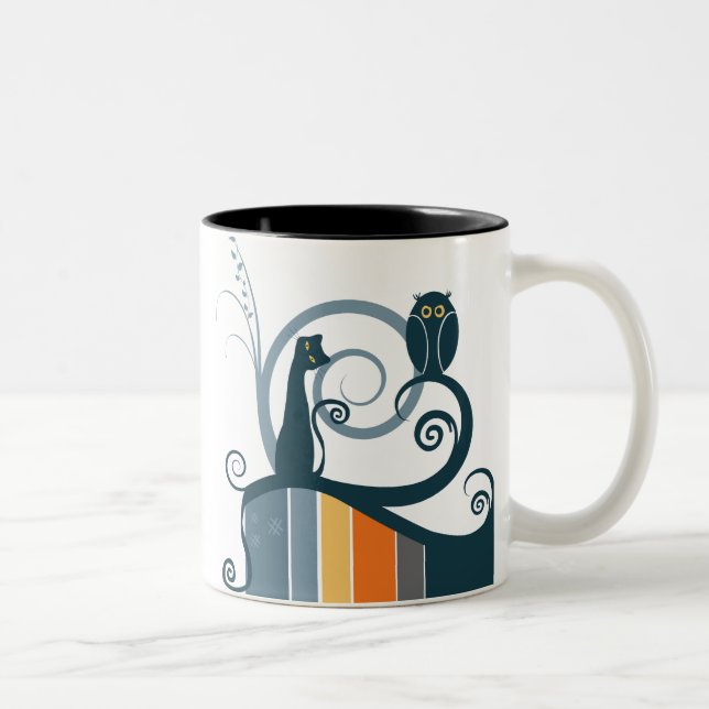 Tasse 2 Couleurs Chat et hibou (Droit)
