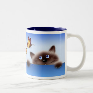 Tasse 2 Couleurs Chat et papillon