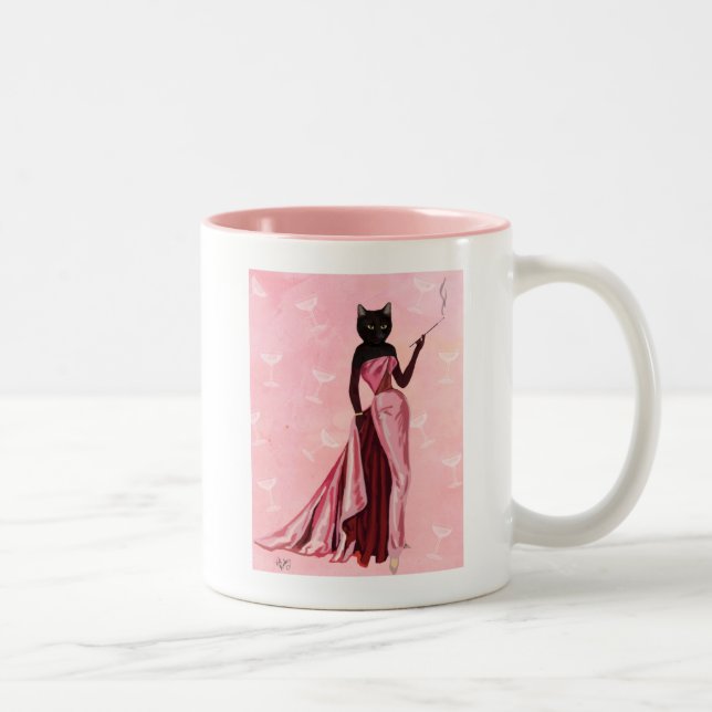 Tasse 2 Couleurs Chat flamand en rose (Droit)