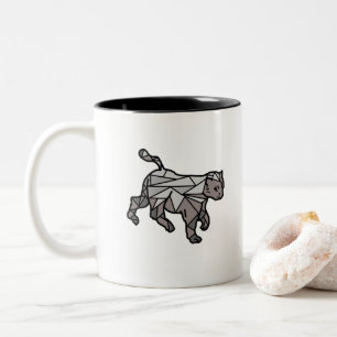 Tasse 2 Couleurs Chat géométrique dans la tendance