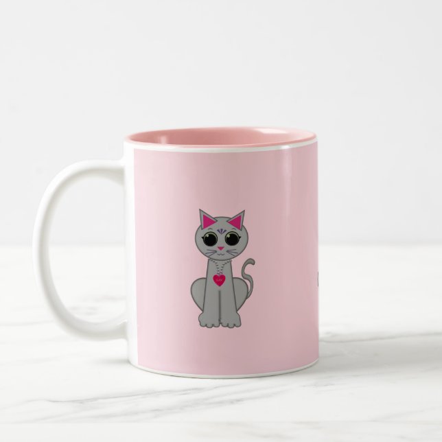 Tasse 2 Couleurs Chat gris mignon (Gauche)