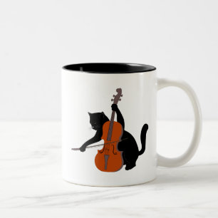 Tasse 2 Couleurs Chat Jouer Violon, Chat Et Musique Me Rendre Heure