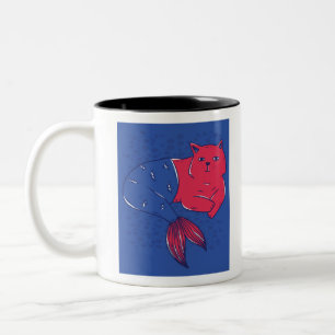 Tasse 2 Couleurs Chat Mermaid