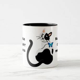Tasse 2 Couleurs Chat mignon beau papillon noir blanc bleu