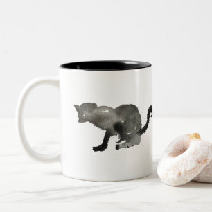 Tasse 2 Couleurs Chat monochrome couleur noir