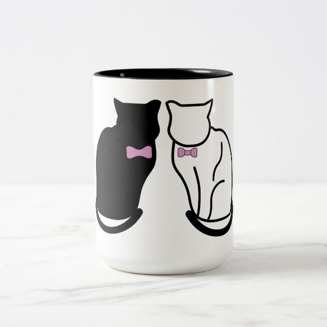 Tasse 2 Couleurs Chat noir et blanc (Centre)