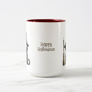 Tasse 2 Couleurs Chat noir fantaisiste Joyeux Halloween