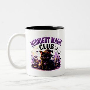 Tasse 2 Couleurs 🐈⬛ Chat Noir Magique Citation Halloween 🌙