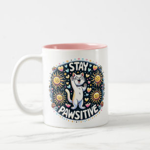 Tasse 2 Couleurs Chat Restez Positif