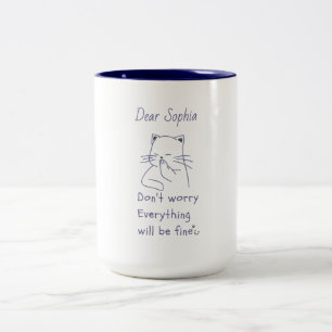 Tasse 2 Couleurs Chat souriant avec message