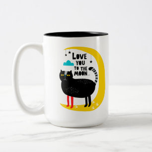 Tasse 2 Couleurs Chat sur la lune