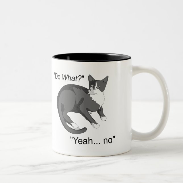 Tasse 2 Couleurs Chat têtu (Droit)