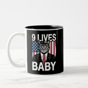 Tasse 2 Couleurs Chat Trump 9 Vies Bébé Drôle Chat Trump