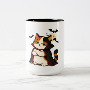 Tasse 2 Couleurs Chat Vampire Grincheux Halloween