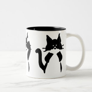 Tasse 2 Couleurs Chats blancs noirs   Trois chatons