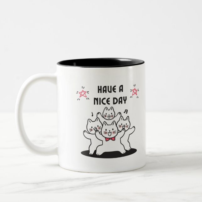 Tasse 2 Couleurs Chats de danse rose mignons (Gauche)