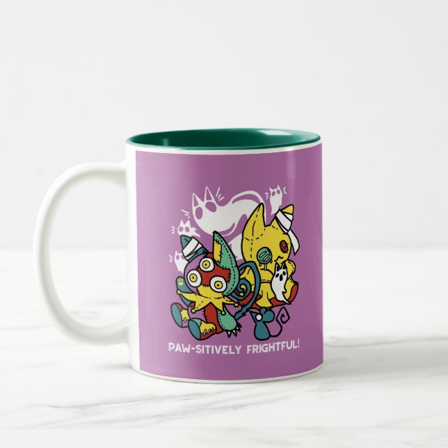 Tasse 2 Couleurs Chats déplaisants Halloween Art : Paw-sitly Fright (Gauche)