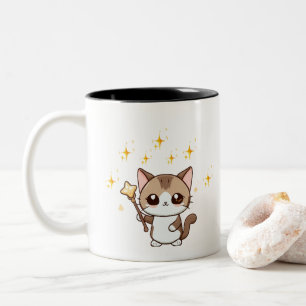 Tasse 2 Couleurs Chats mignons tenant des étoiles magiques en bague