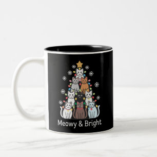 Tasse 2 Couleurs Chats Noël Arbre Meowy Bright Cute Xmas