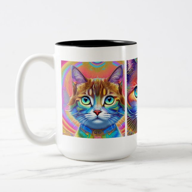 Tasse 2 Couleurs Chats royaux de couleur psychédélique (Gauche)