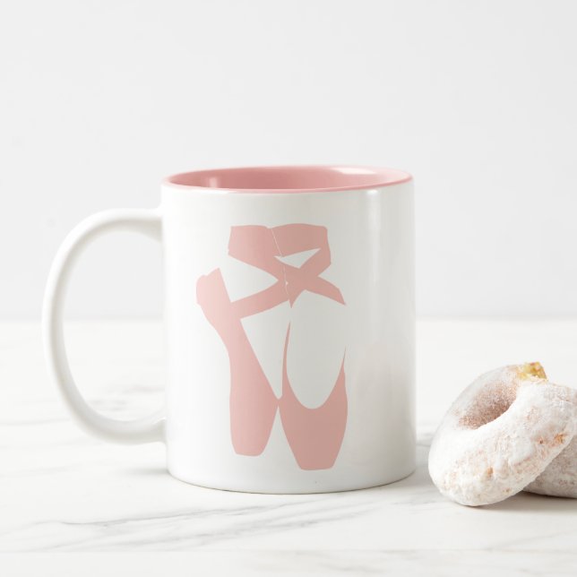 Tasse 2 Couleurs Chaussures pointes de ballon rose (Avec donut)