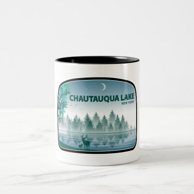 Tasse 2 Couleurs Chautauqua Lake New York Deer (Centre)