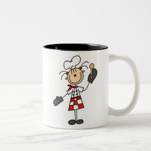Tasse 2 Couleurs Chef féminin avec les gants et la cuillère en bo