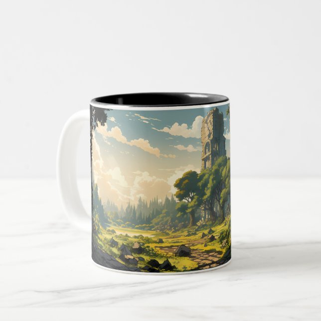 Tasse 2 Couleurs Chemin de la ruine forestière (Devant gauche)