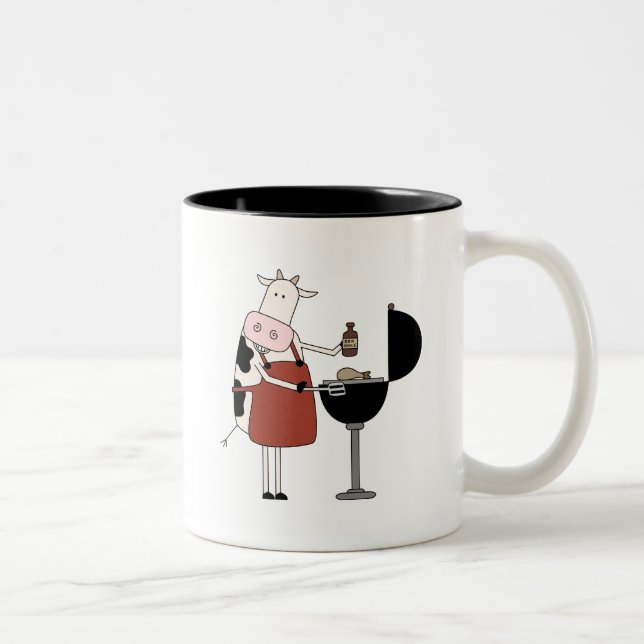 Tasse 2 Couleurs Chemises et cadeaux Barbecue de vache (Droit)