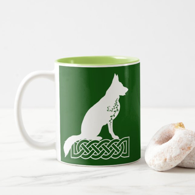 Tasse 2 Couleurs Chepherd allemand Loki Sailor's Knot Blanc Custom (Avec donut)