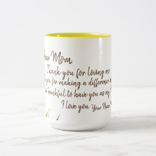 Tasse 2 Couleurs Cher message de lettre de maman