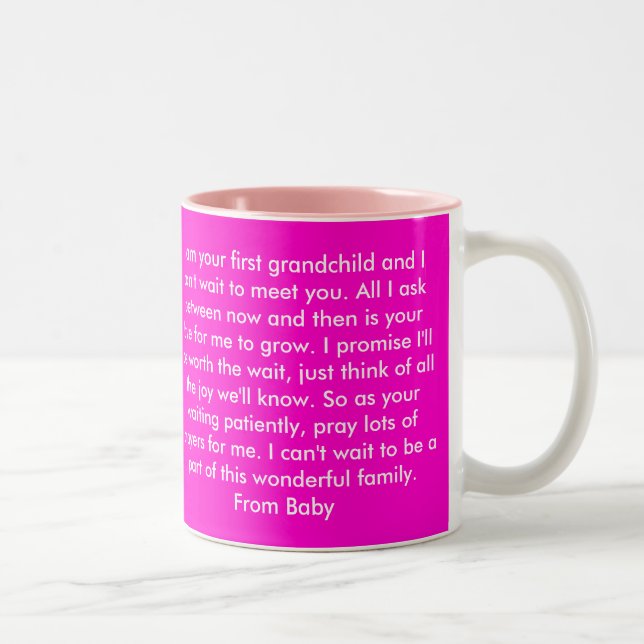 Tasse 2 Couleurs Chère grand-maman, premier petit-enfant (Droit)