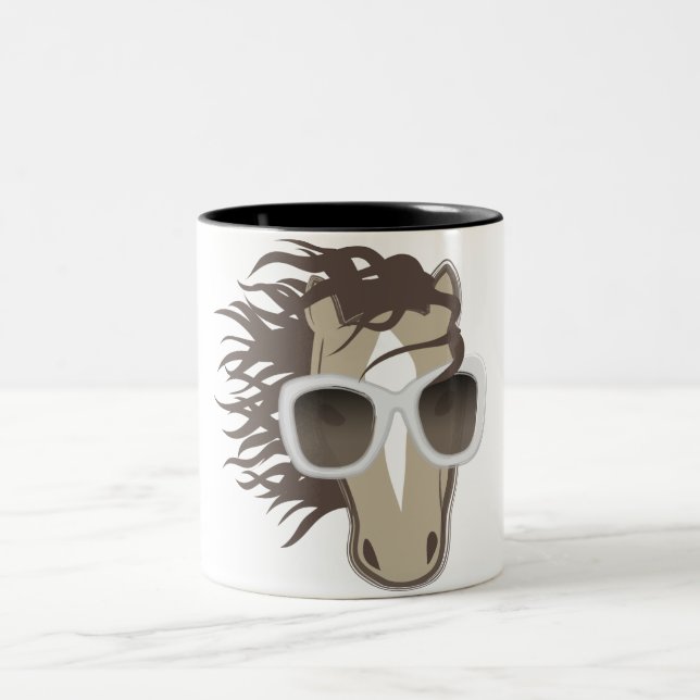Tasse 2 Couleurs Cheval beau (lunettes de soleil) (Centre)