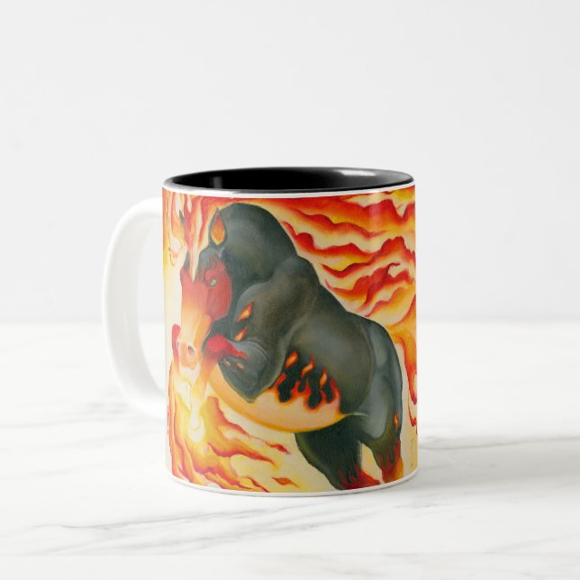 Tasse 2 Couleurs Cheval du feu de cauchemar (Devant gauche)