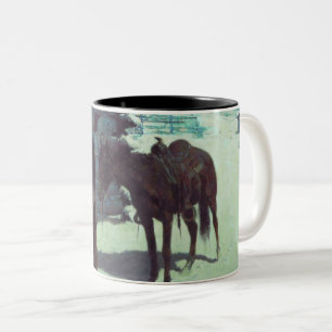 Tasse 2 Couleurs Cheval et Cowboy neige hivernale