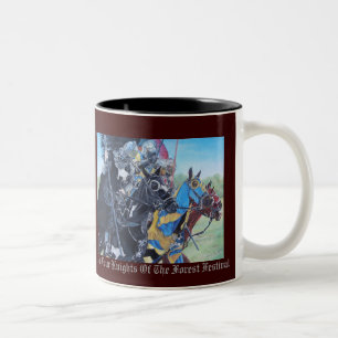 Tasse 2 Couleurs chevaliers médiévaux historiques jouant à cheva