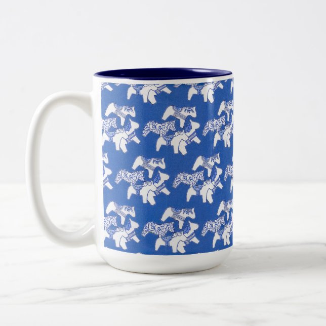Tasse 2 Couleurs Chevaux bleu et blanc (Gauche)